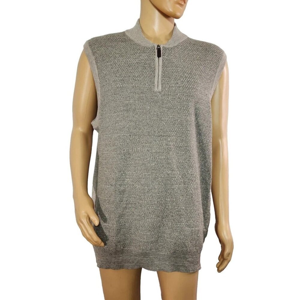 Roundtree & Yorke Men's Vest 1/4 Quarter Zip Brown Sweater Tall XLT NWT (11)